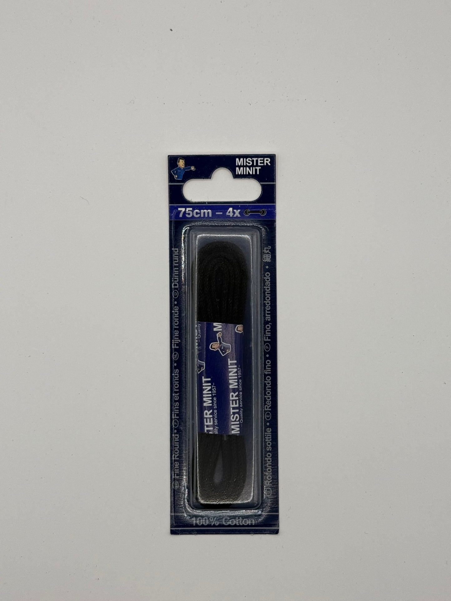LACES FINE ROUND BLACK 75CM