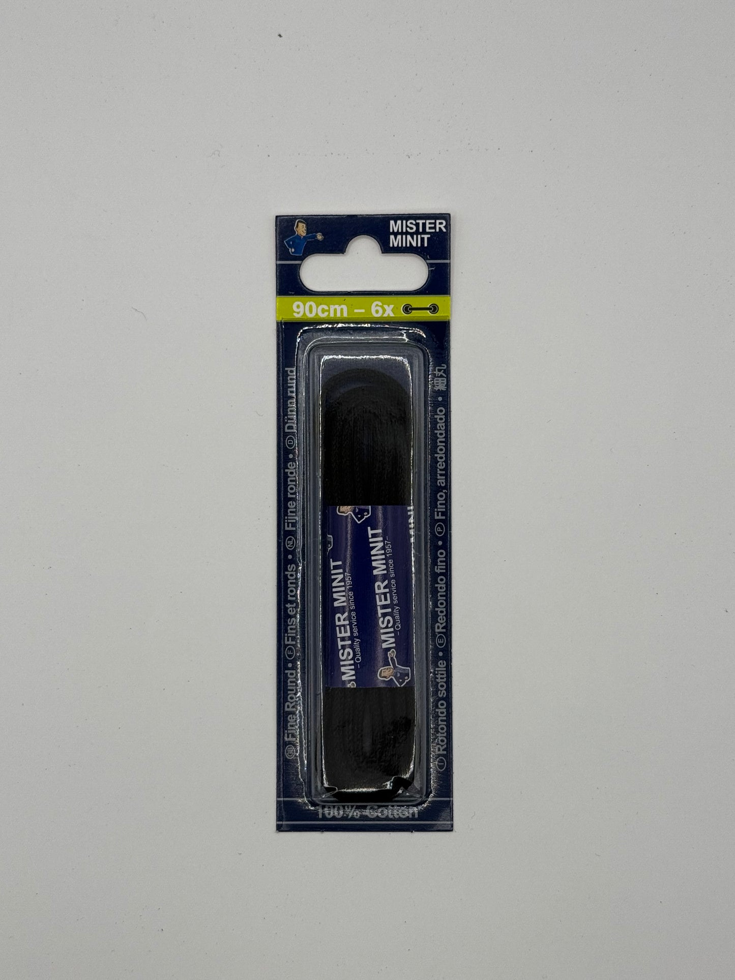 LACES FINE ROUND BLACK 90CM