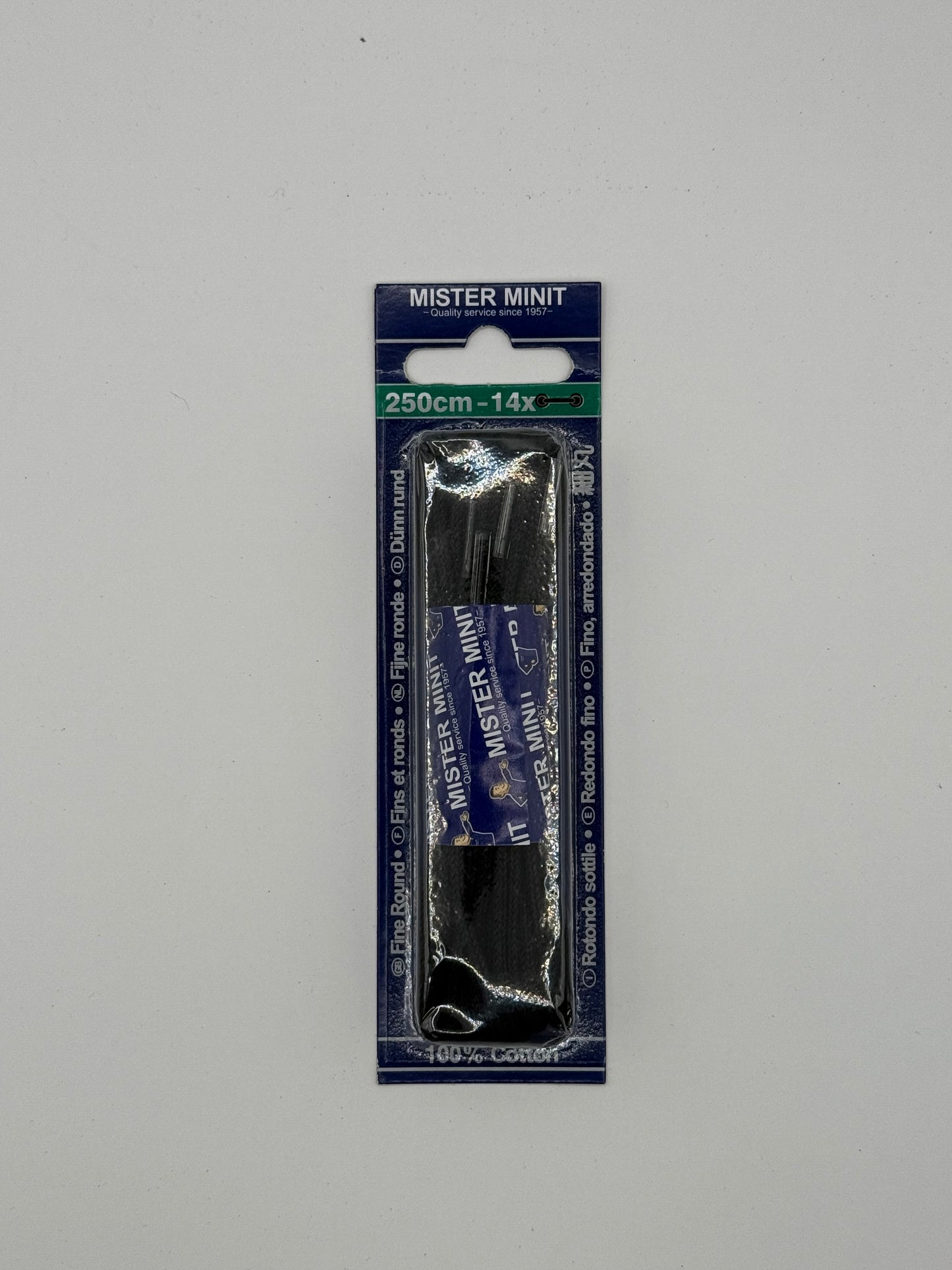 LACES FINE ROUND BLACK 250CM
