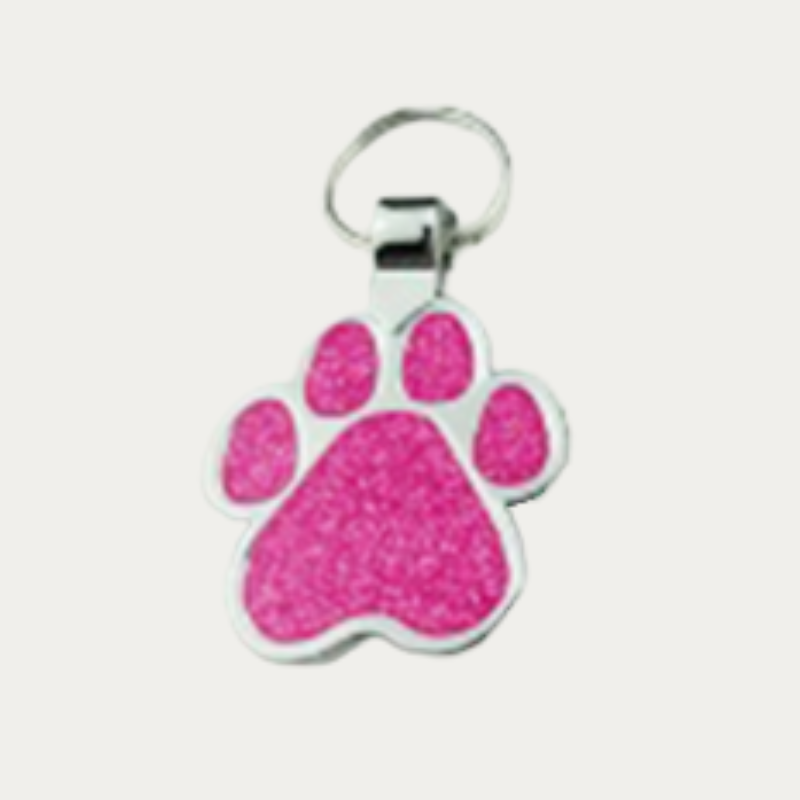 PAW PET TAG PINK GLITTER 26X25MM