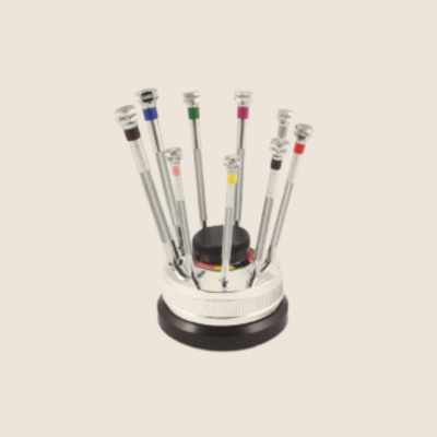 Screw-driver set and base