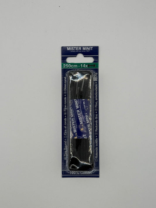LACES FINE ROUND BLACK 250CM